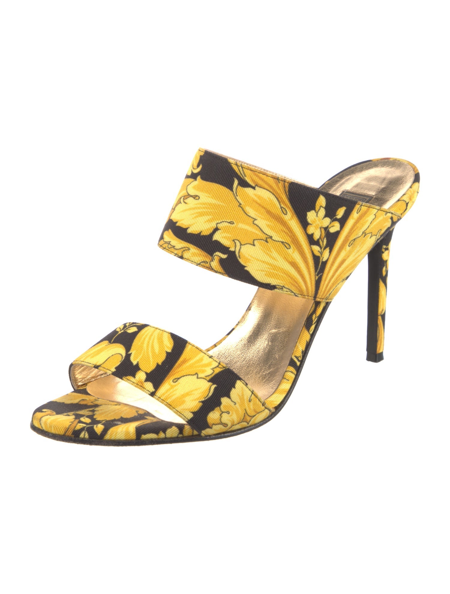 Versace Barocco Print Canvas Slides