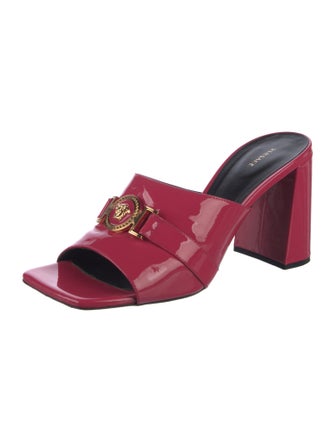 Versace Medusa Insignia Patent Leather Slides