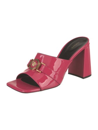 Versace Medusa Insignia Patent Leather Slides