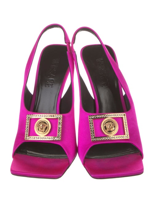 Versace Medusa Insignia Satin Slingback Sandals