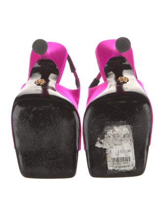 Versace Medusa Insignia Satin Slingback Sandals