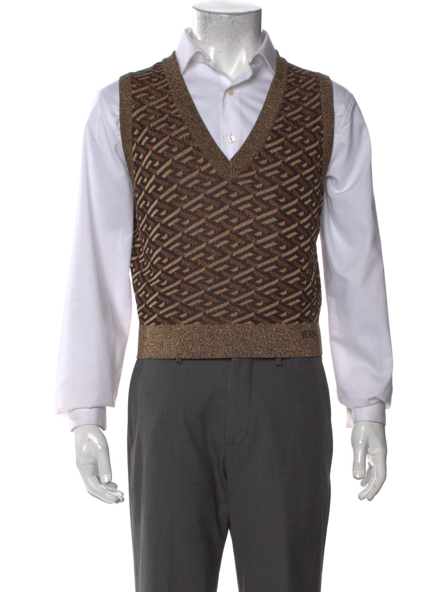Versace Printed V-Neck Sweater Vest