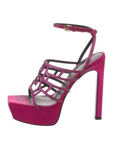 Versace Sandals Satin Crystal Embellishments IT 38 | 8