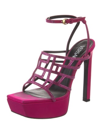 Versace Satin Crystal Embellishments Sandals