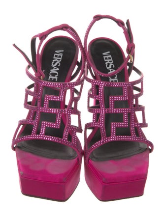 Versace Satin Crystal Embellishments Sandals