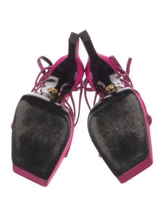 Versace Satin Crystal Embellishments Sandals