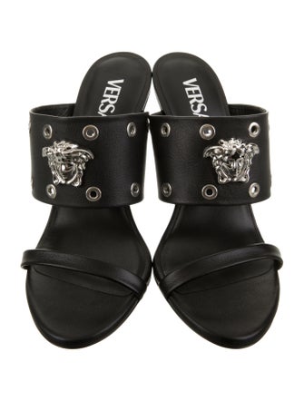 Versace Leather Printed Slides