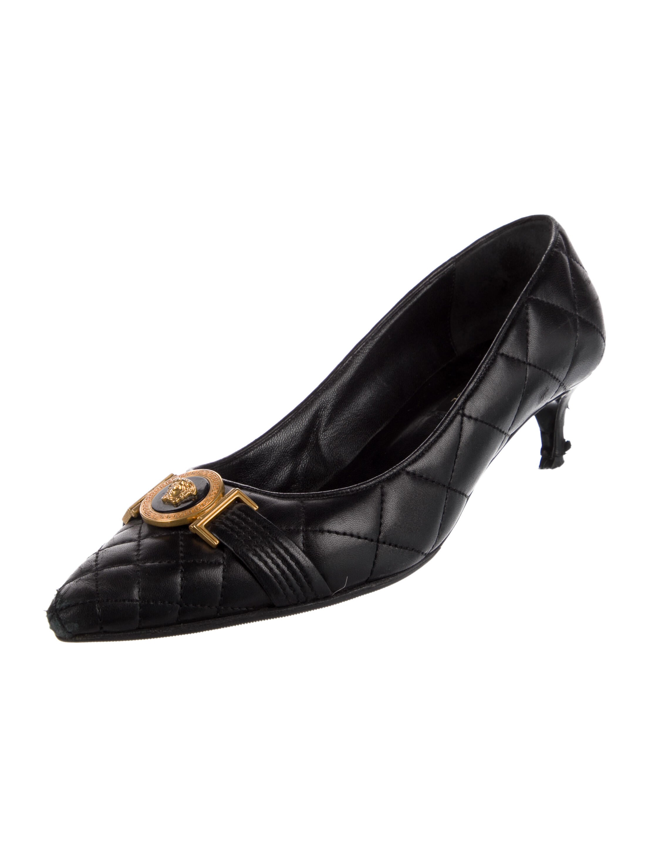 Versace Medusa Insignia Patent Leather Pumps