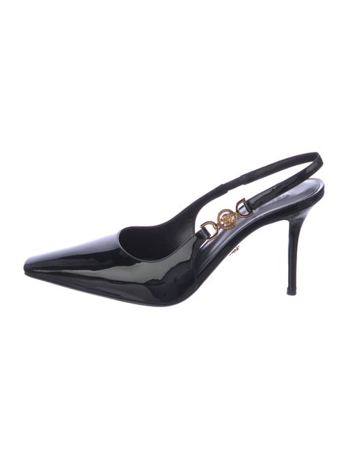 Versace Medusa Insignia Patent Leather Slingback Pumps