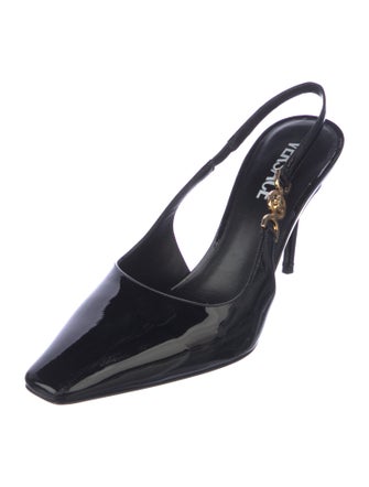 Versace Medusa Insignia Patent Leather Slingback Pumps
