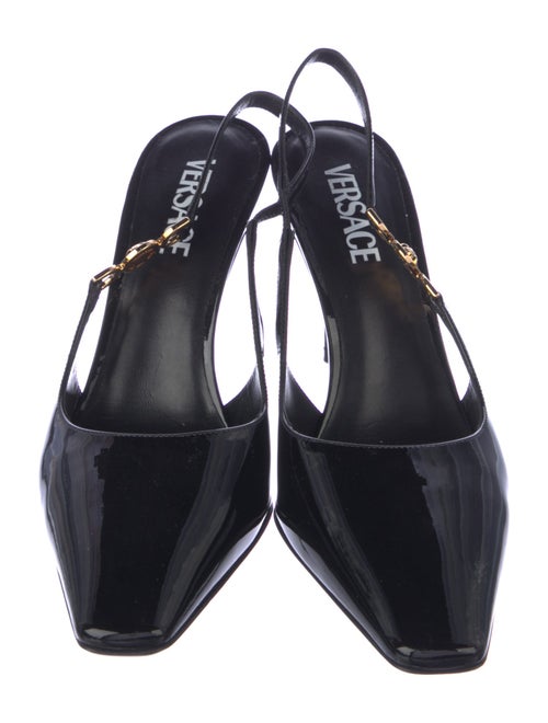 Versace Medusa Insignia Patent Leather Slingback Pumps