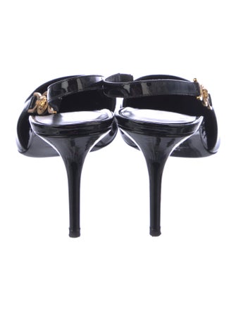 Versace Medusa Insignia Patent Leather Slingback Pumps