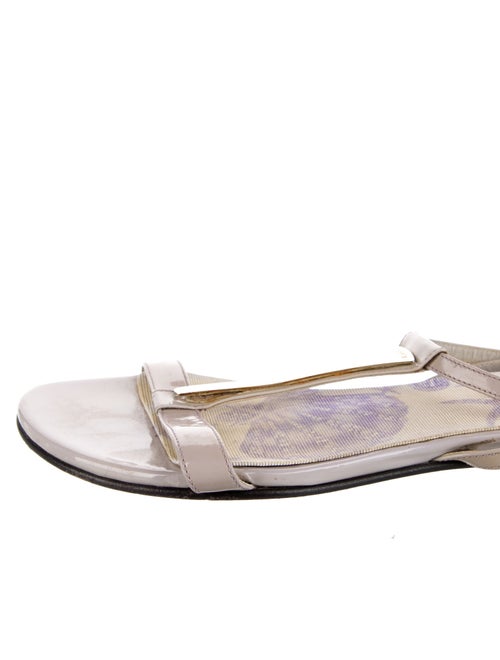 Versace Patent Leather Printed T-Strap Sandals
