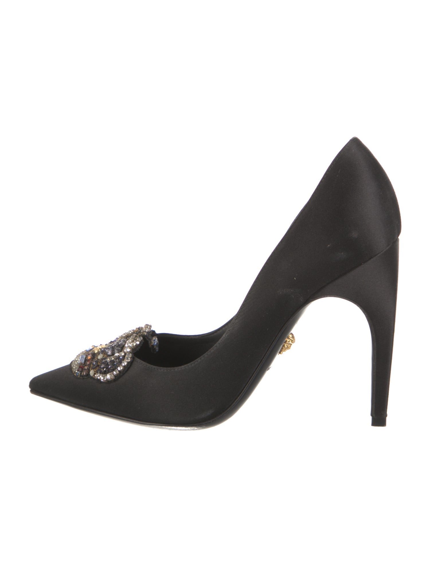 Versace Satin Crystal Embellishments Pumps