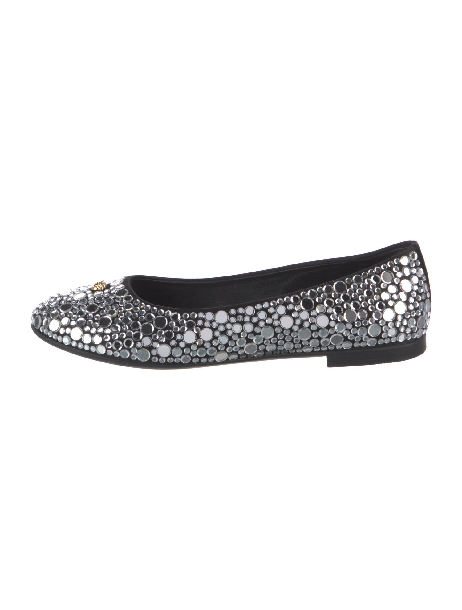 Versace Leather Crystal Embellishments Flats