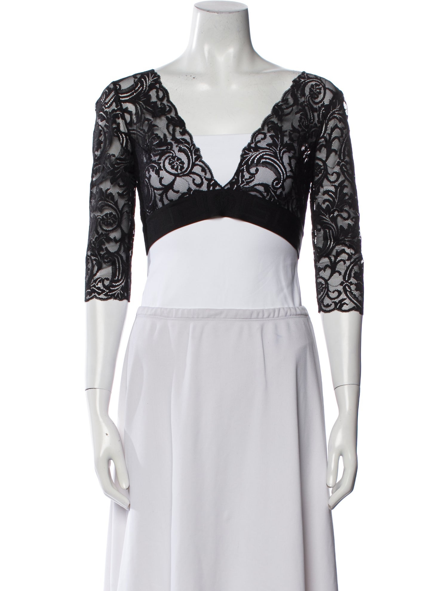 Versace Lace Lace Pattern Crop Top