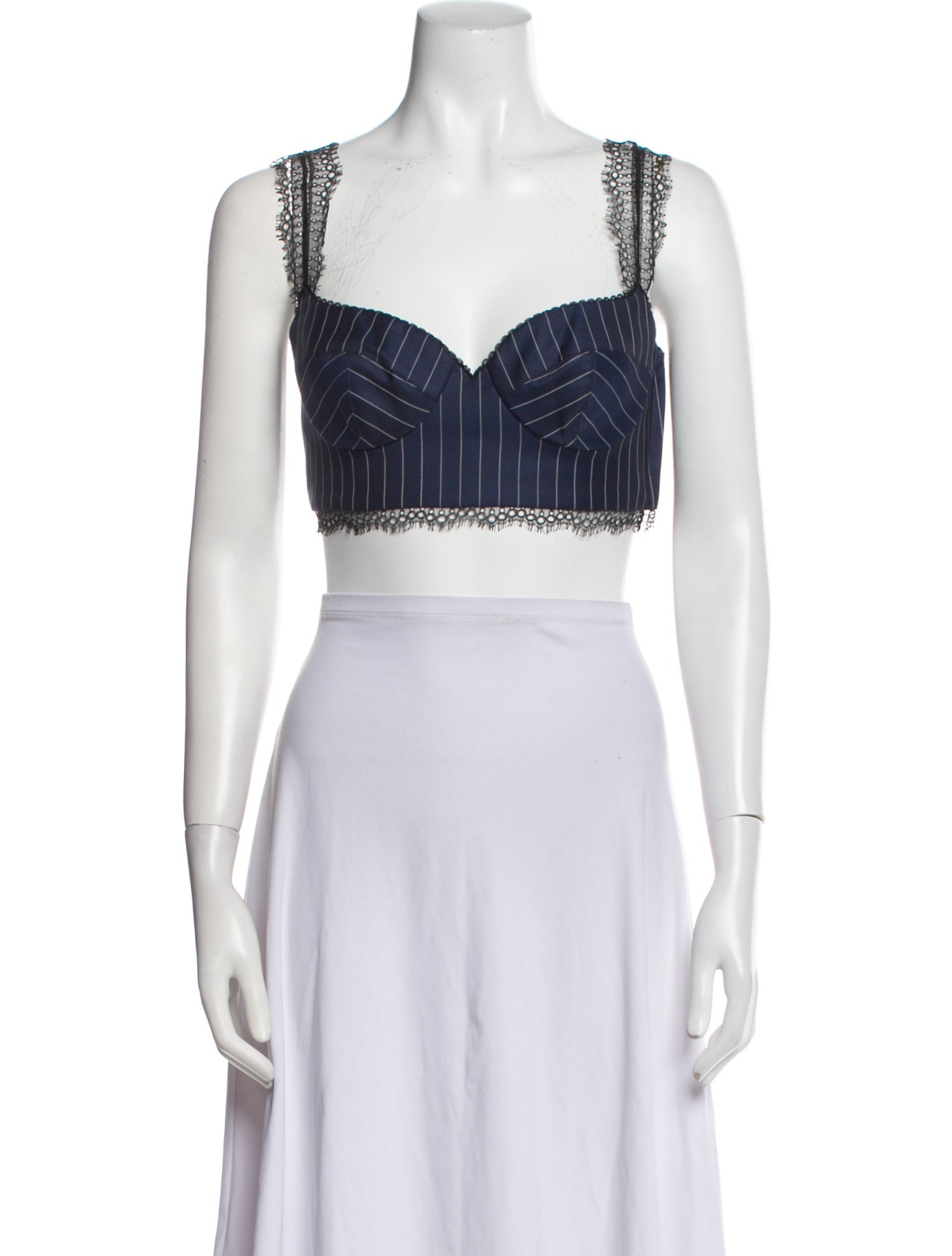 Versace Virgin Wool Striped Crop Top