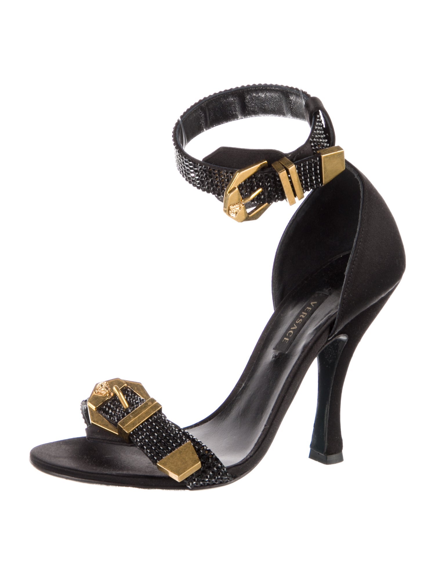 Versace Medusa Insignia Satin D'Orsay Pumps