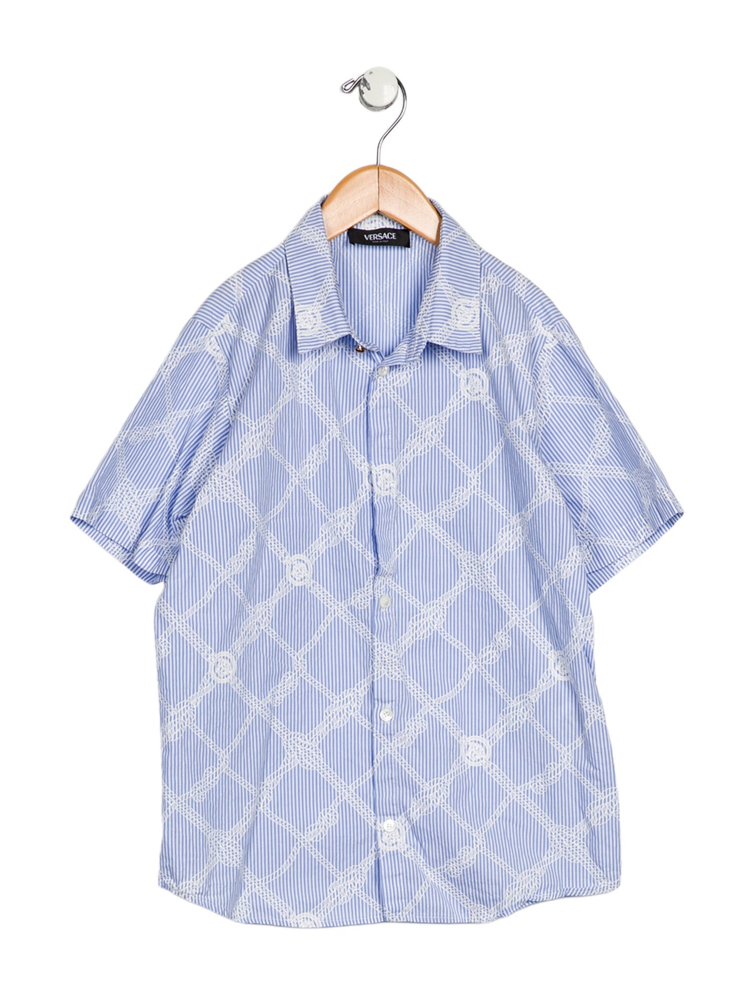 Versace Versace Boys Printed Short Sleeve Button Up