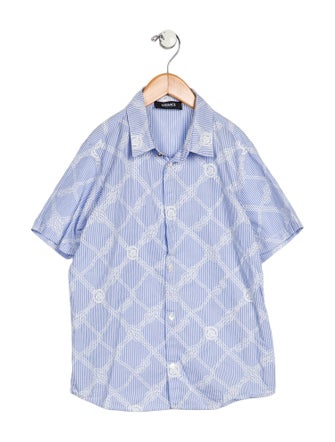 Versace Versace Boys Printed Short Sleeve Button Up
