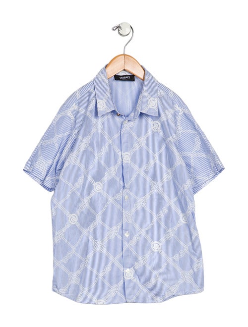 Versace Versace Boys Printed Short Sleeve Button Up