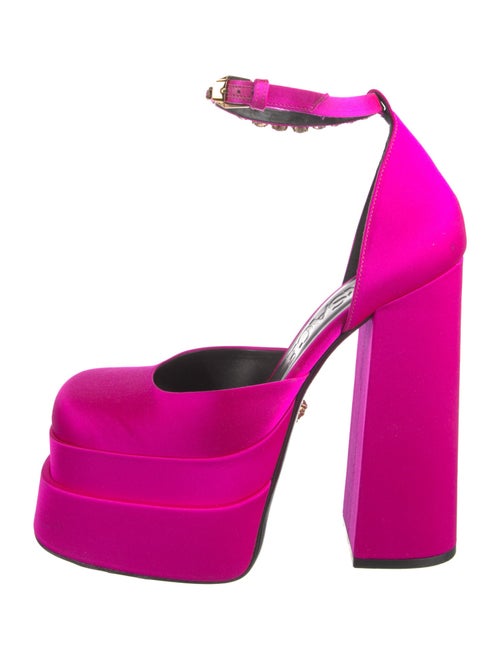 Versace Satin Crystal Embellishments D'Orsay Pumps