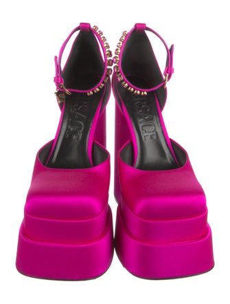 Versace Satin Crystal Embellishments D'Orsay Pumps