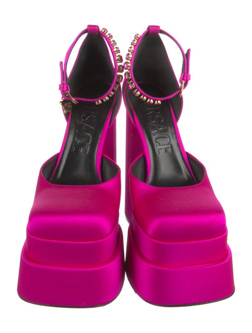 Versace Satin Crystal Embellishments D'Orsay Pumps