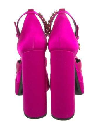 Versace Satin Crystal Embellishments D'Orsay Pumps