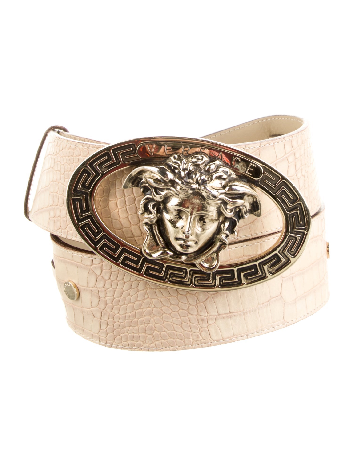 Versace Leather Chain-Link Accents Belt