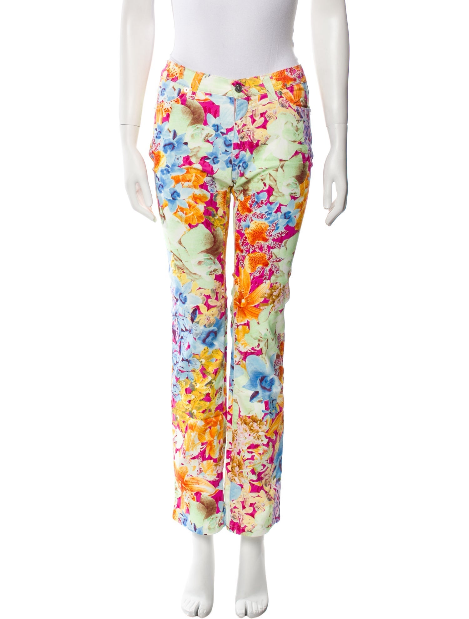Versace Floral Print Straight Leg Pants