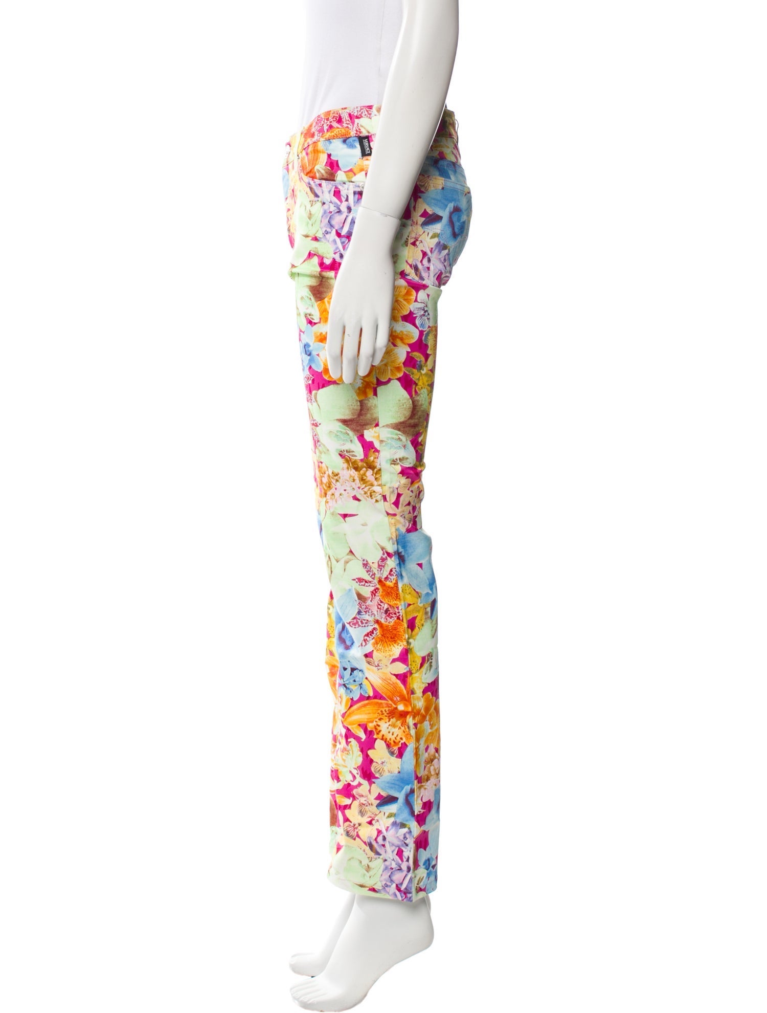 Versace Floral Print Straight Leg Pants