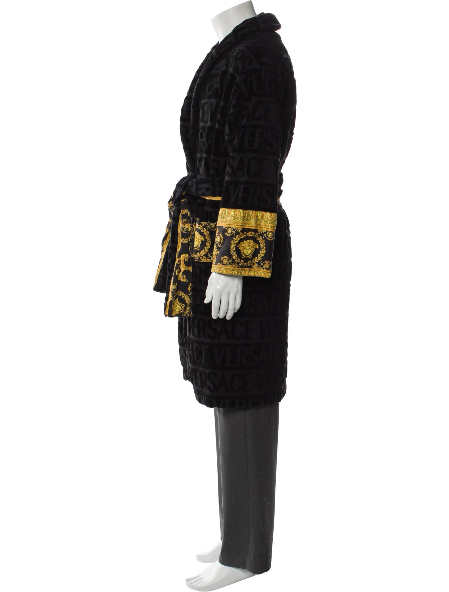 Versace Printed Embroidered Accent Robe