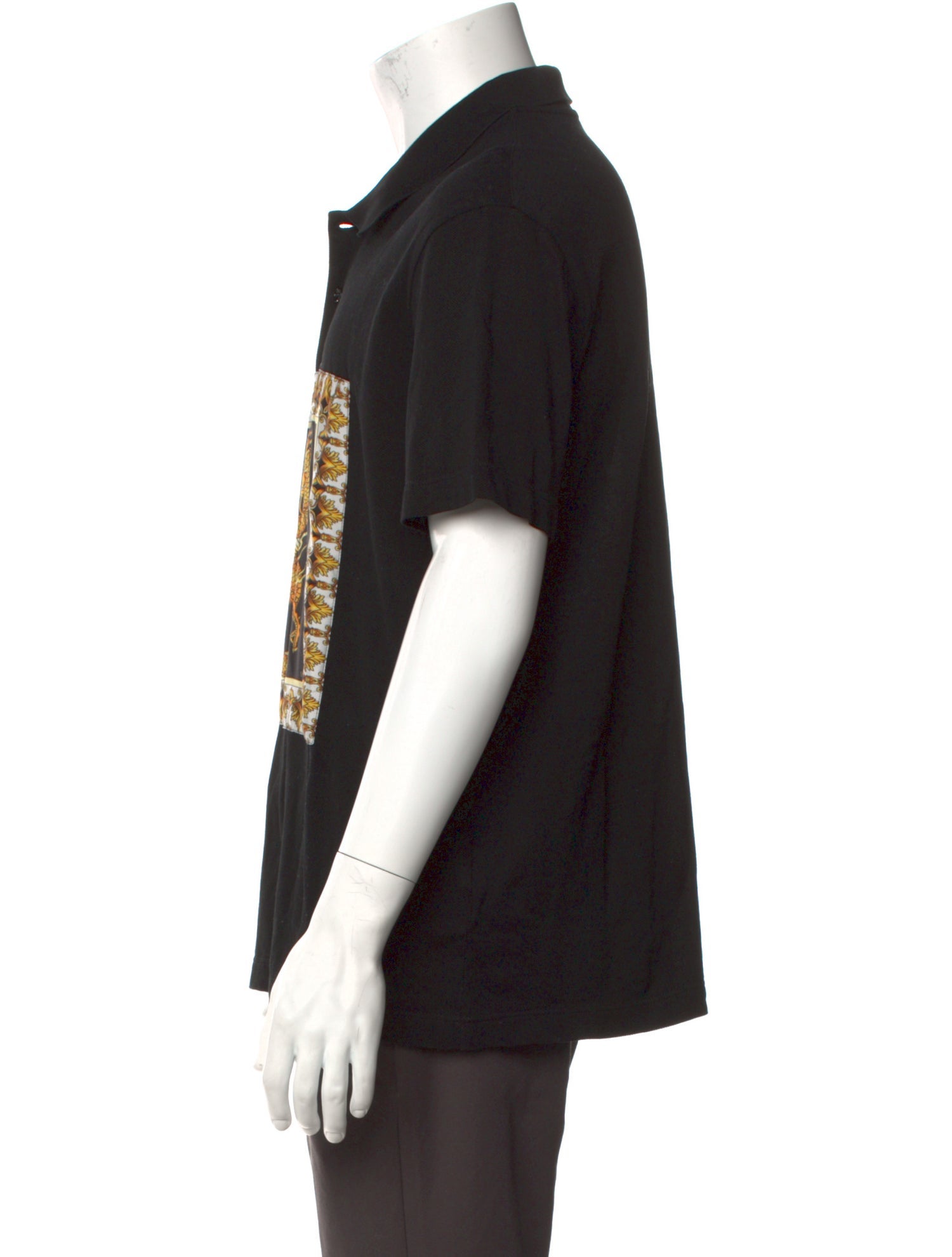 Versace Silk Graphic Print Polo Shirt