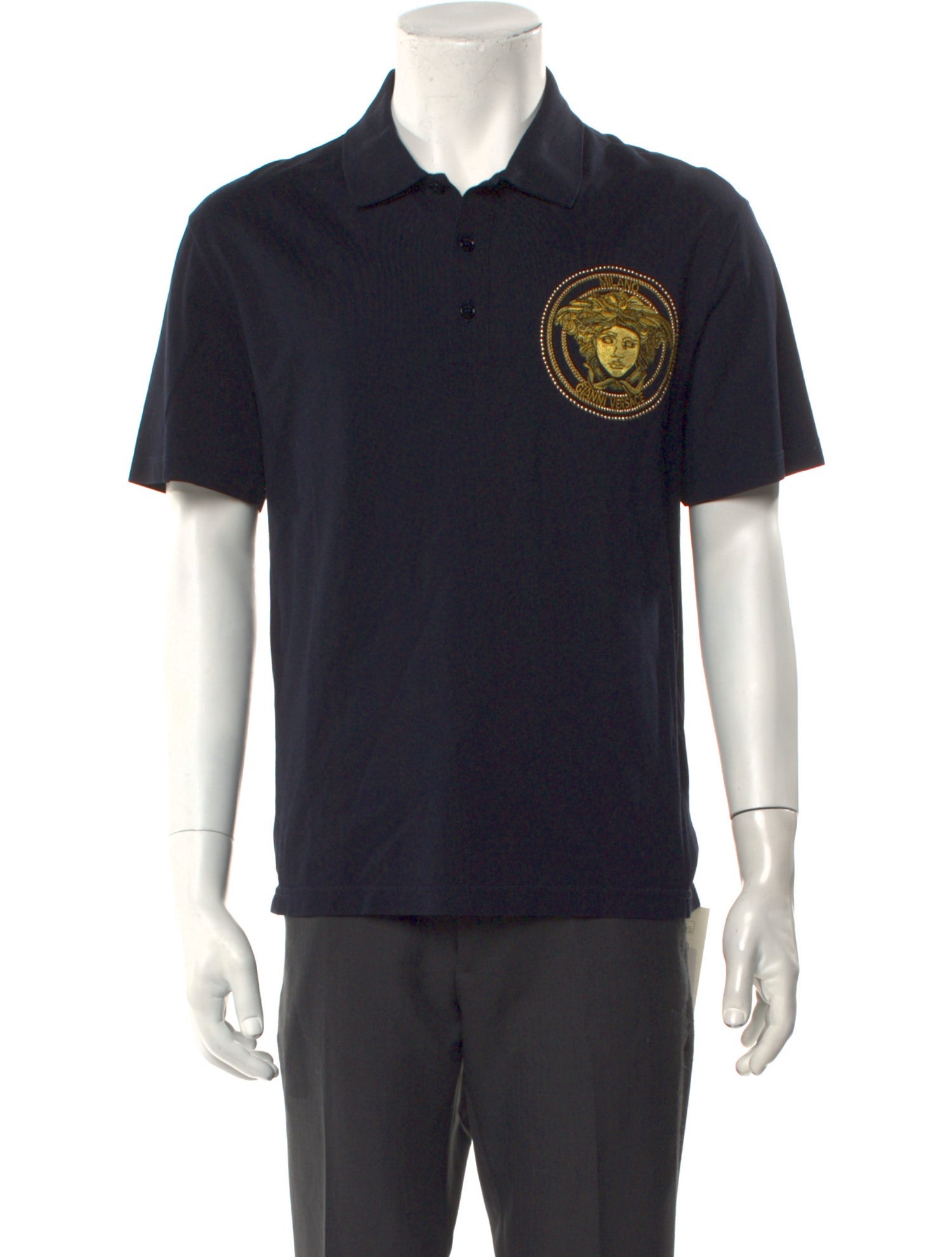 Versace Medusa Insignia Collar Polo Shirt