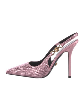 Versace Medusa Insignia Satin Slingback Pumps