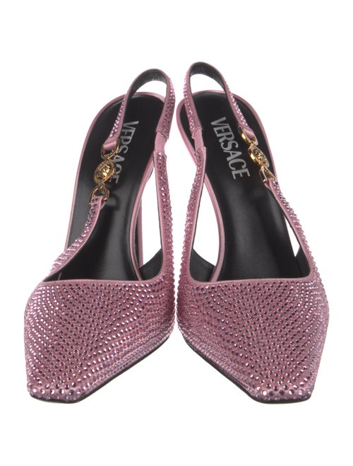 Versace Medusa Insignia Satin Slingback Pumps