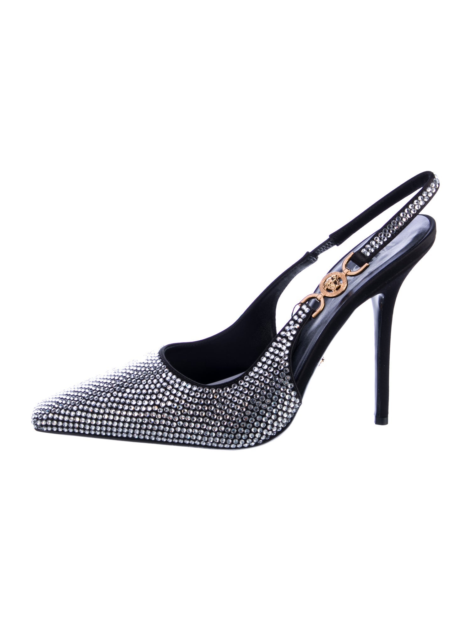 Versace Medusa Insignia Satin Slingback Pumps
