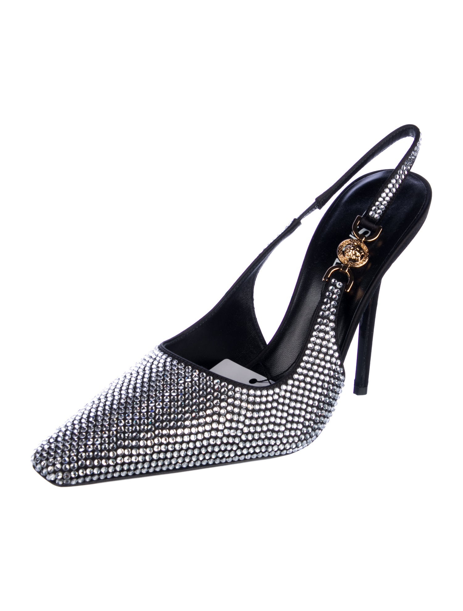 Versace Medusa Insignia Satin Slingback Pumps