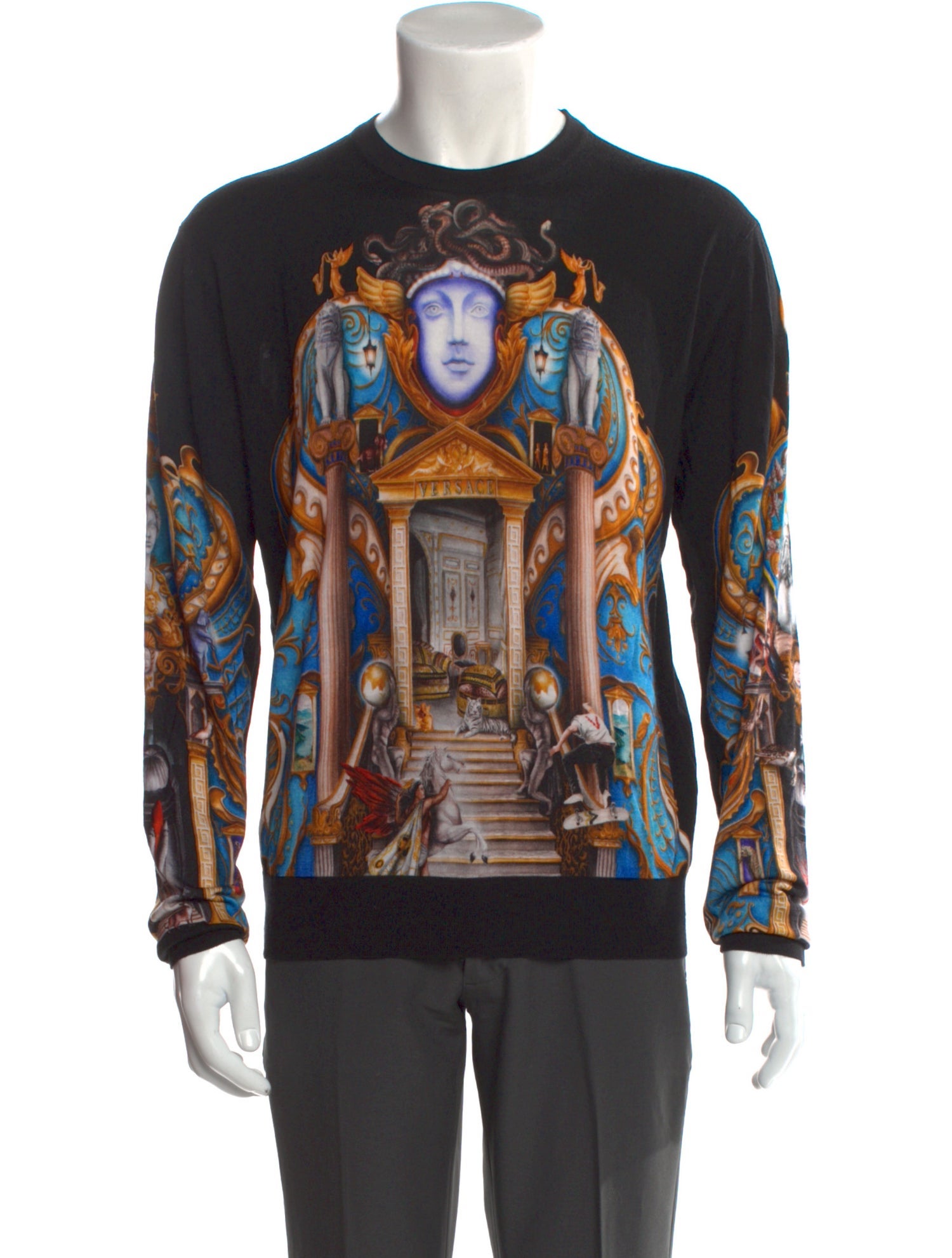 Versace Wool Graphic Print Pullover w/ Tags