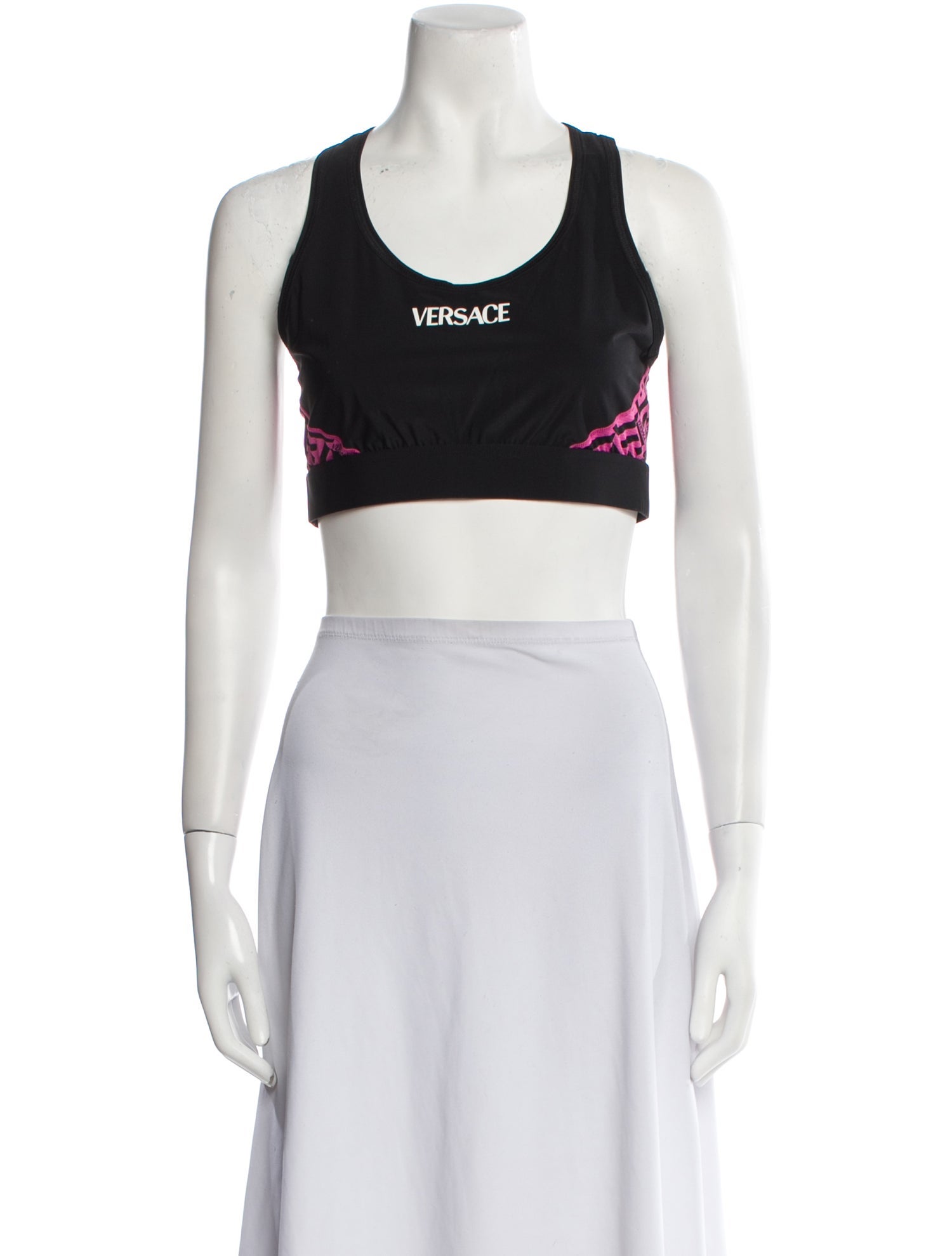 Versace Graphic Print Scoop Neck Crop Top