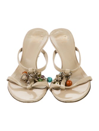 Versace Leather Chain-Link Accents Slides