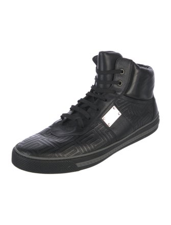 Versace Greca Pattern Leather Sneakers