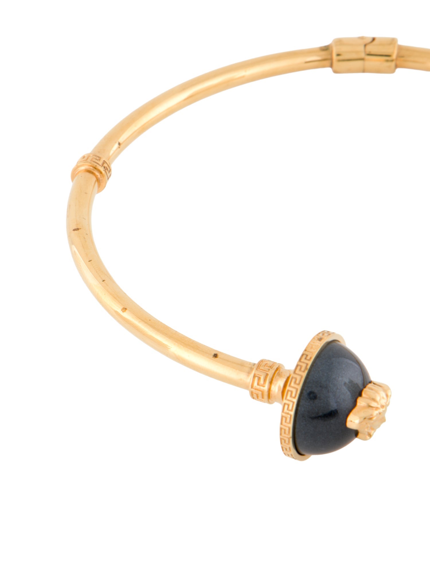Versace Medusa Faux Pearl Open Hinged Collar Necklace