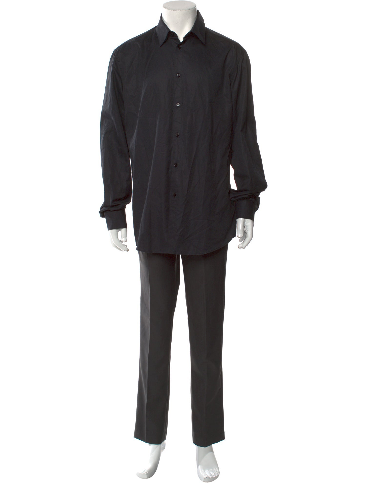 Versace Greca Pattern Long Sleeve Dress Shirt