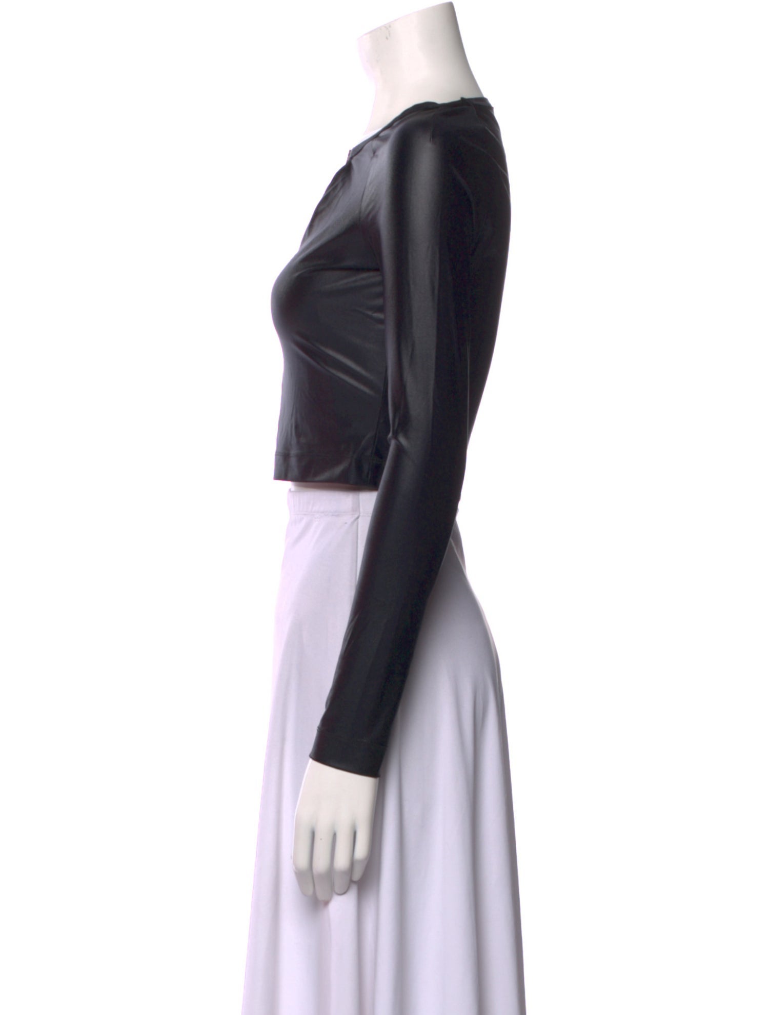 Versace Bateau Neckline Long Sleeve Crop Top