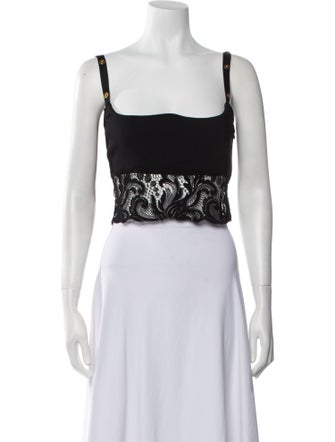 Versace Nylon Square Neckline Crop Top