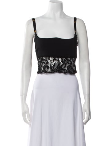 Versace Tops Nylon Square Neckline Crop Top Us2, It38 | XS