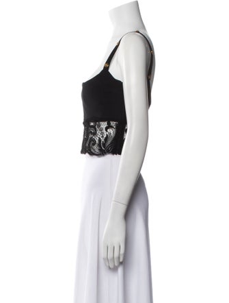 Versace Nylon Square Neckline Crop Top