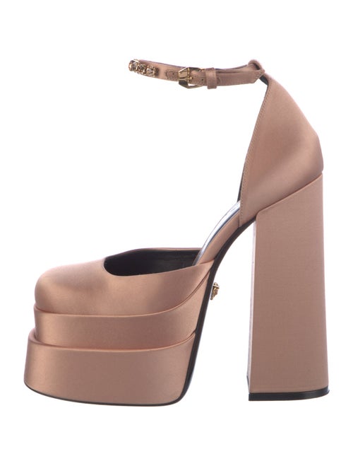 Versace Satin Crystal Embellishments D'Orsay Pumps